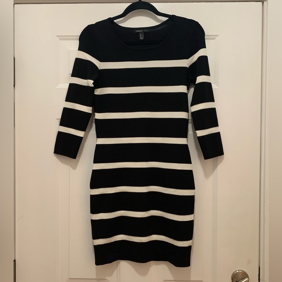 MANGO Suit Black and White Knit Bodycon Dress - Picture 3 of 6